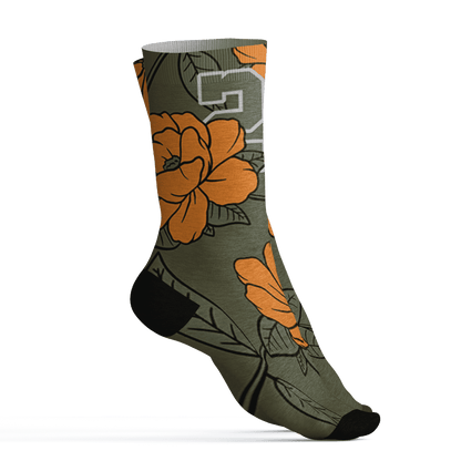 Olive 5s Socks Match 23 Floral 3D All-Over Print Flowers - NastyJamz