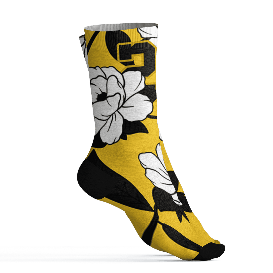 Yellow Ochre 6s Socks Match 23 Floral 3D All-Over Print Flowers - NastyJamz