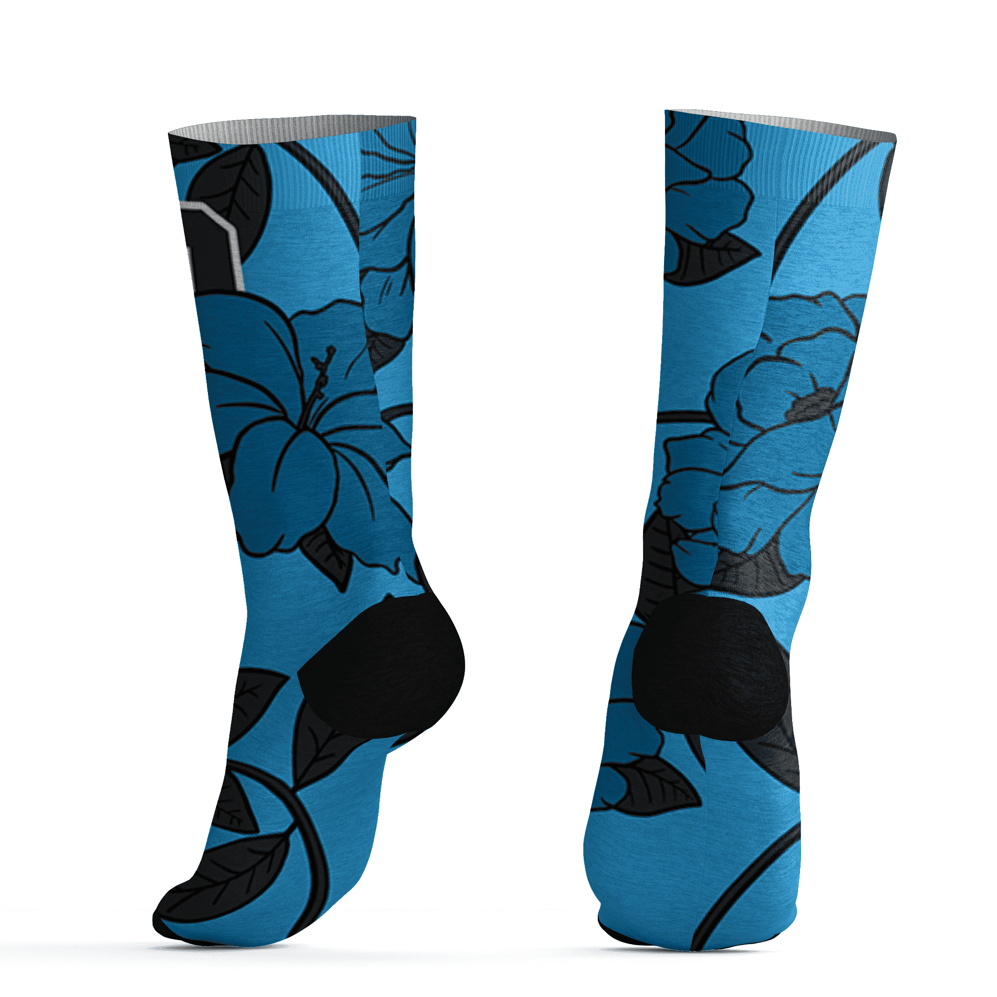 Powder Blue 9s Socks Match 23 Floral 3D All-Over Print Flowers - NastyJamz