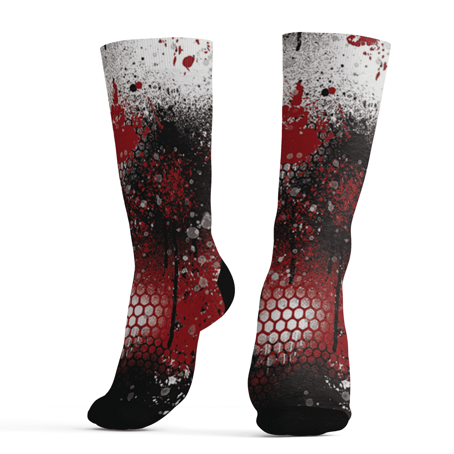 Retro Red Taxi 12s Socks Match 23 Painted Graffiti - NastyJamz