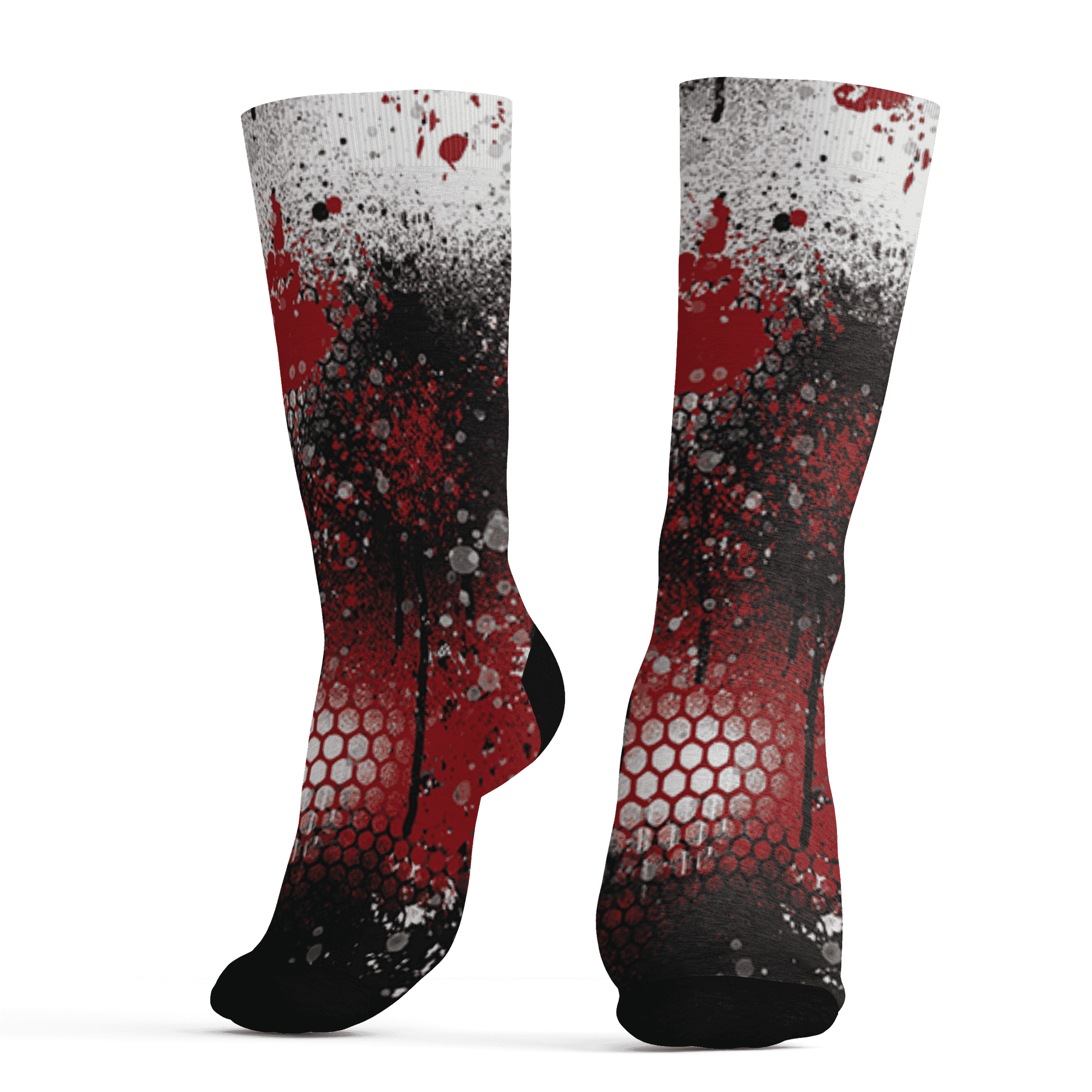 Retro Red Taxi 12s Socks Match 23 Painted Graffiti - NastyJamz
