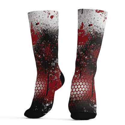 Retro Red Taxi 12s Socks Match 23 Painted Graffiti - NastyJamz