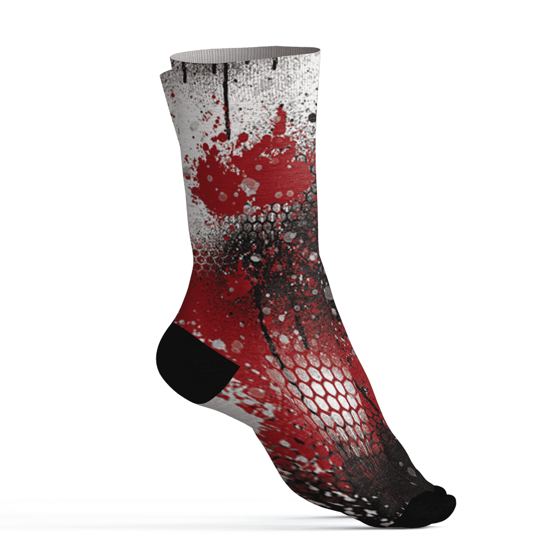 Retro Red Taxi 12s Socks Match 23 Painted Graffiti - NastyJamz