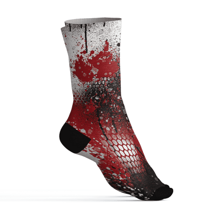 Retro Red Taxi 12s Socks Match 23 Painted Graffiti - NastyJamz