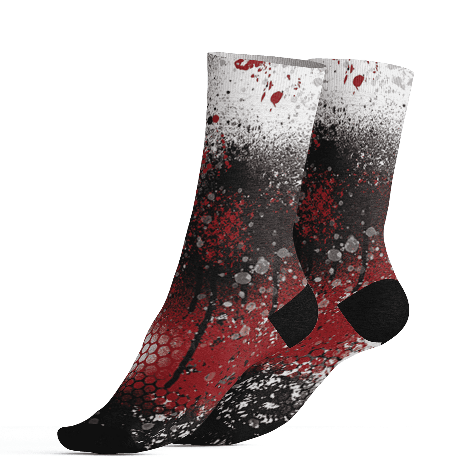Retro Red Taxi 12s Socks Match 23 Painted Graffiti - NastyJamz