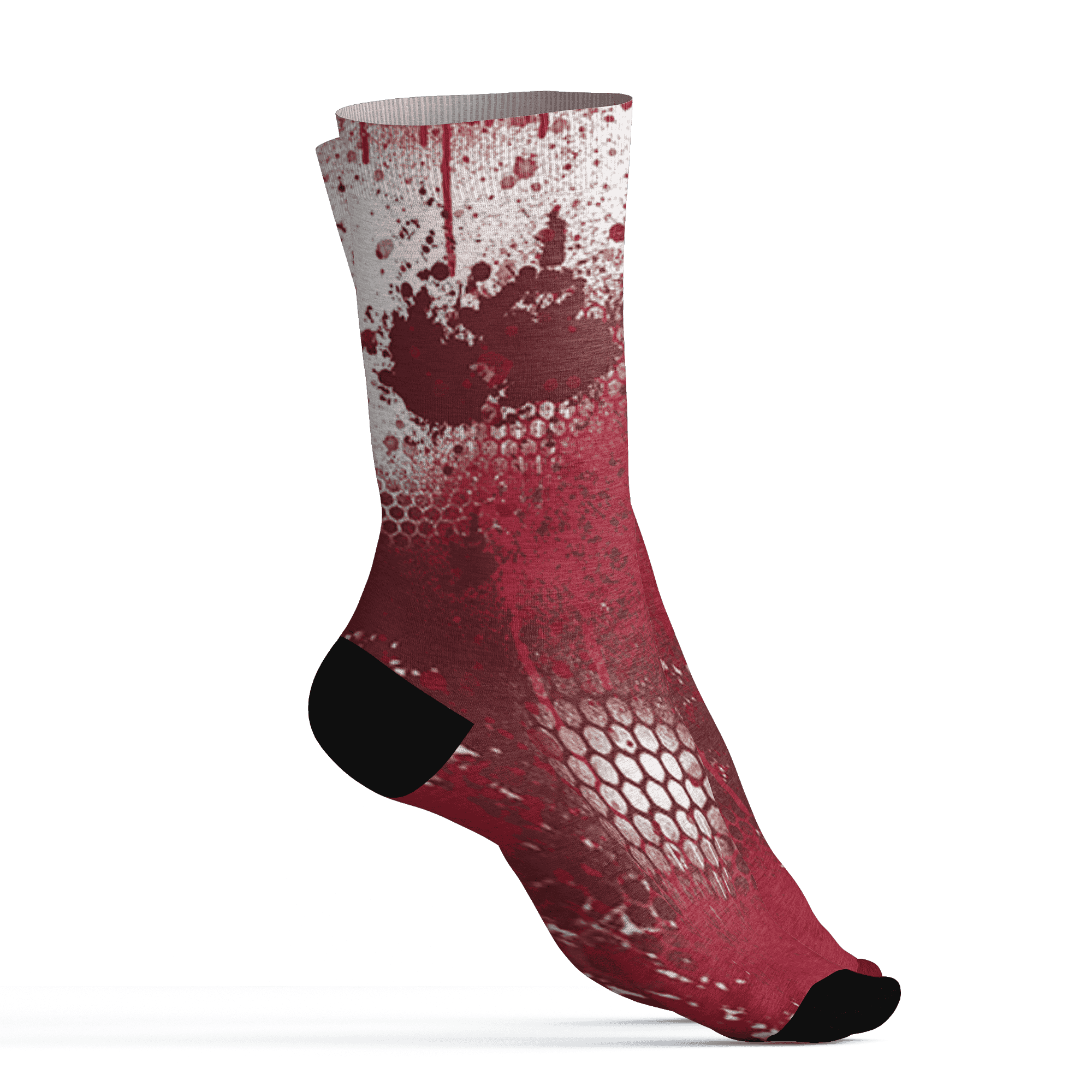 High 85 Metallic Burgundy 1s Socks Match 23 Painted Graffiti - NastyJamz