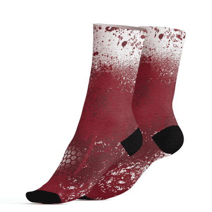 High 85 Metallic Burgundy 1s Socks Match 23 Painted Graffiti - NastyJamz