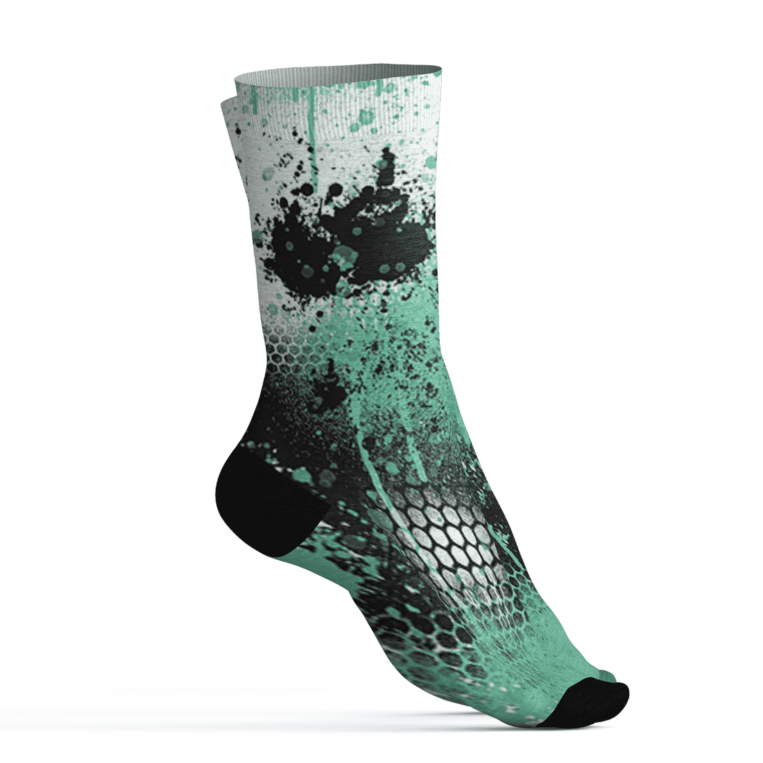 High OG Green Glow 1s Socks Match 23 Painted Graffiti - NastyJamz