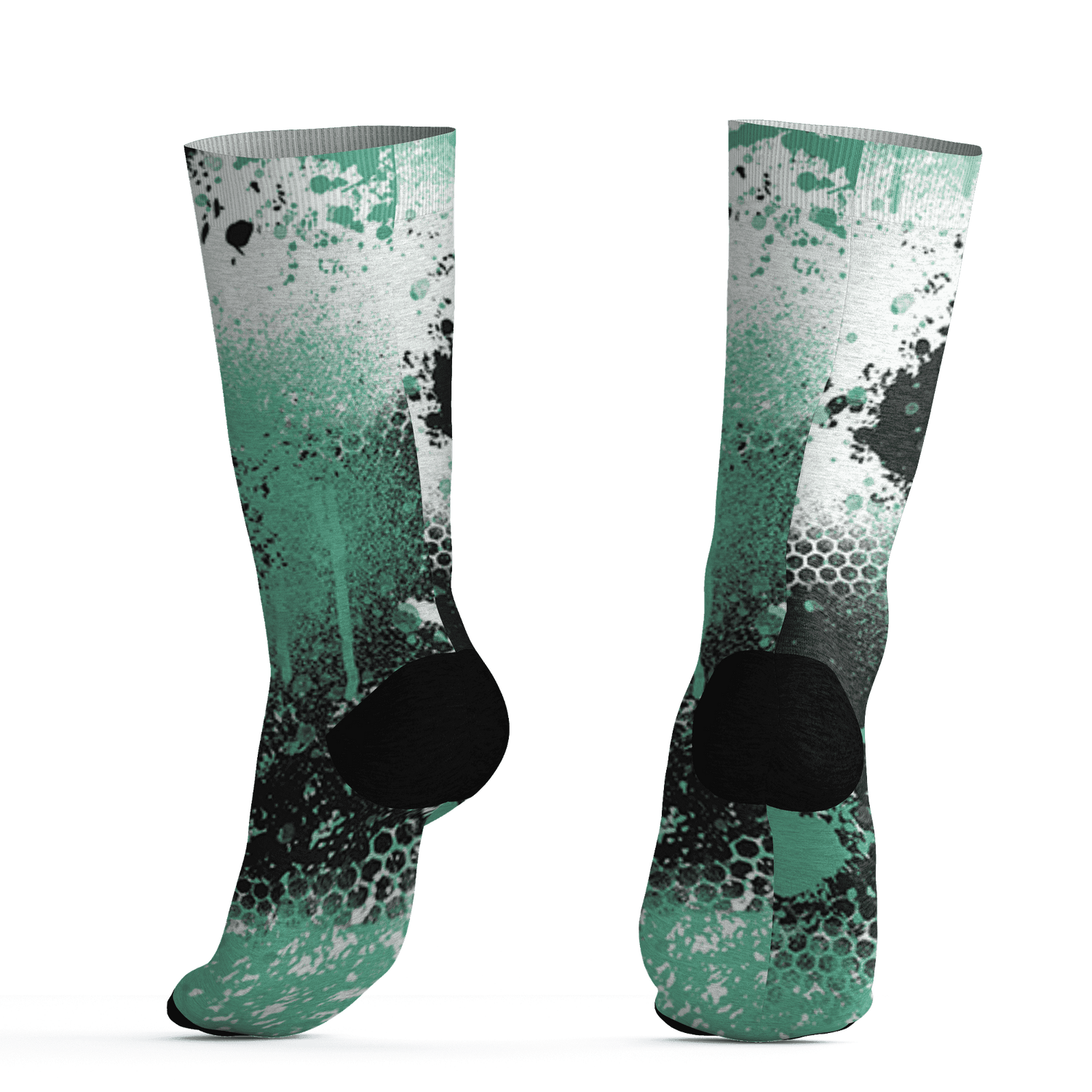 High OG Green Glow 1s Socks Match 23 Painted Graffiti - NastyJamz