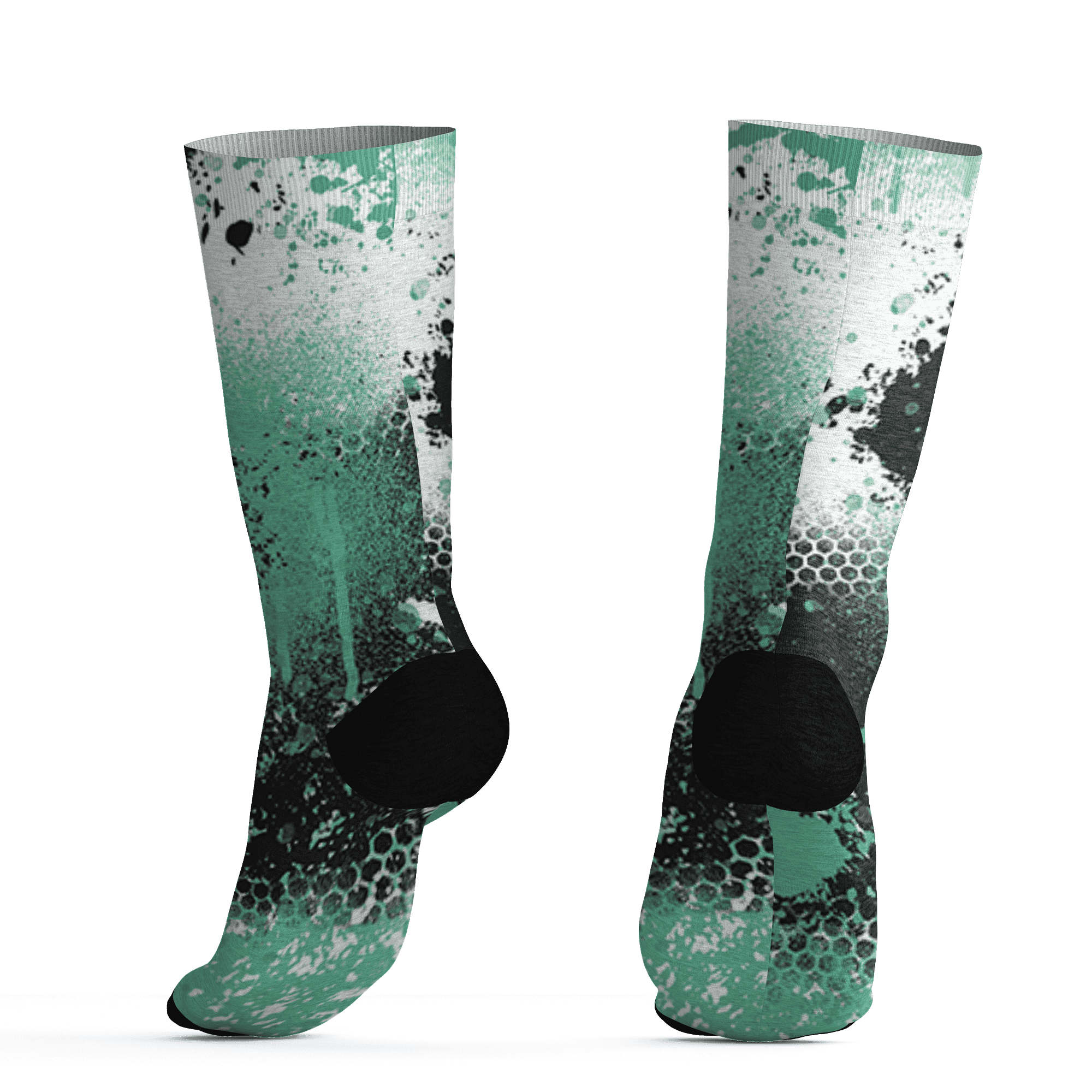 High OG Green Glow 1s Socks Match 23 Painted Graffiti - NastyJamz