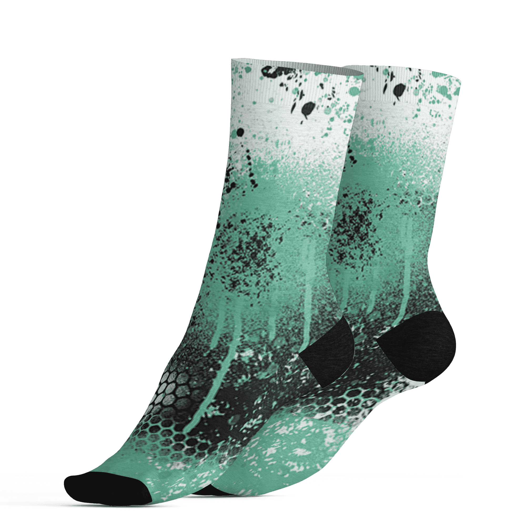 High OG Green Glow 1s Socks Match 23 Painted Graffiti - NastyJamz