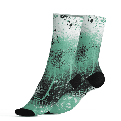 High OG Green Glow 1s Socks Match 23 Painted Graffiti - NastyJamz