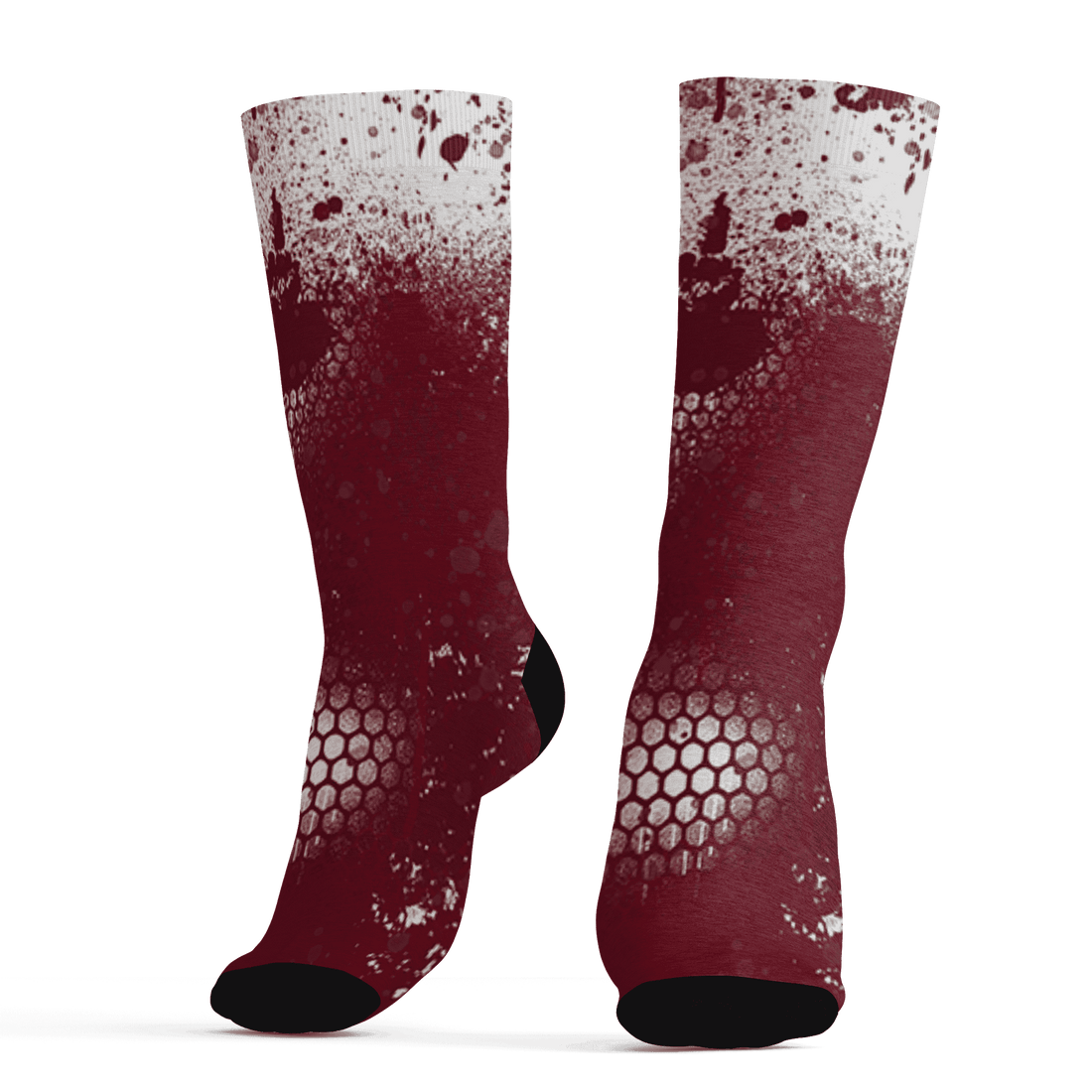 High White Team Red 1s Socks Match 23 Painted Graffiti - NastyJamz