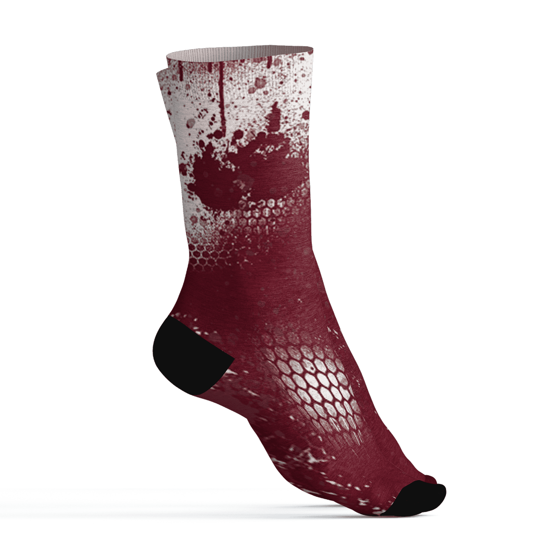 High White Team Red 1s Socks Match 23 Painted Graffiti - NastyJamz