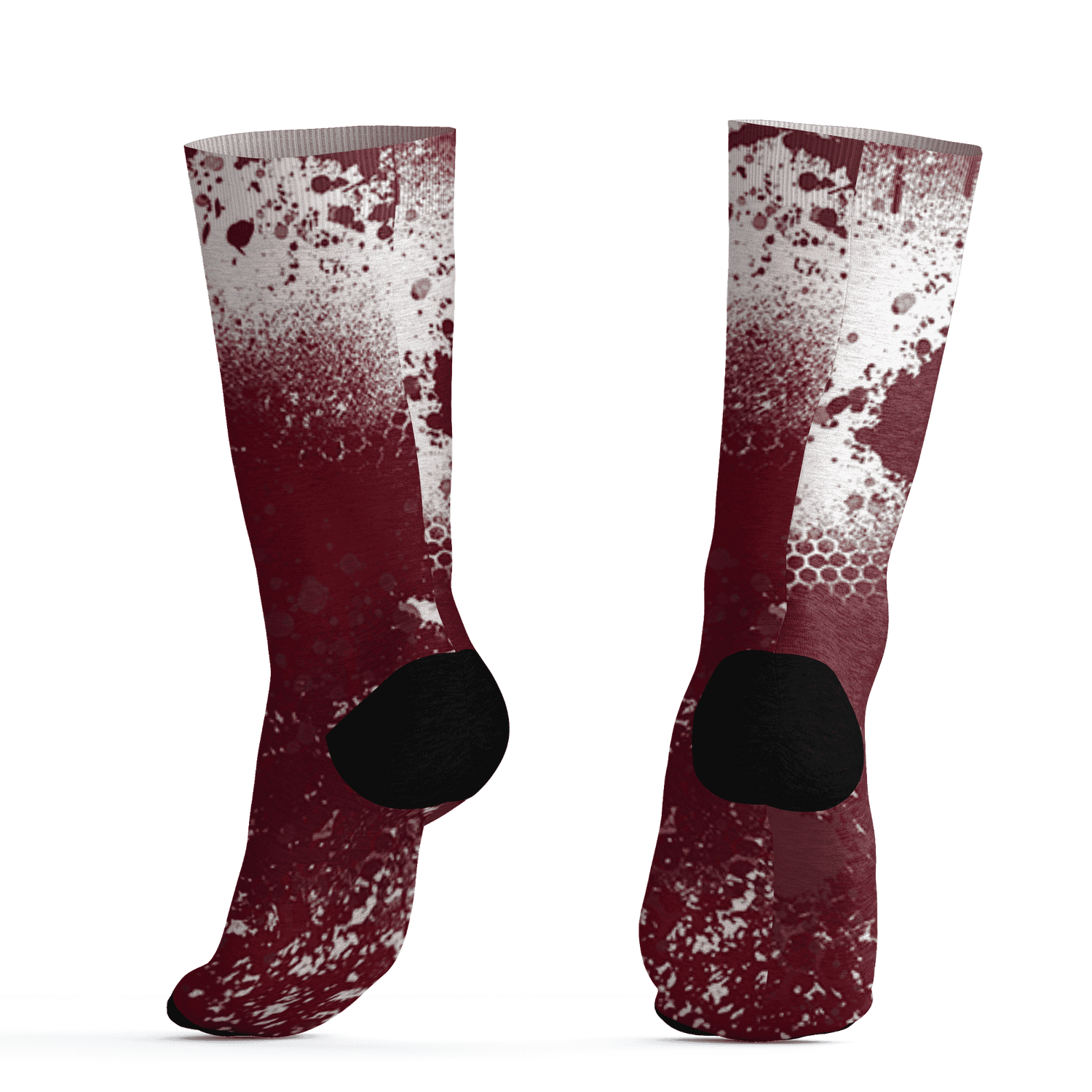 High White Team Red 1s Socks Match 23 Painted Graffiti - NastyJamz