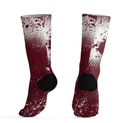 High White Team Red 1s Socks Match 23 Painted Graffiti - NastyJamz