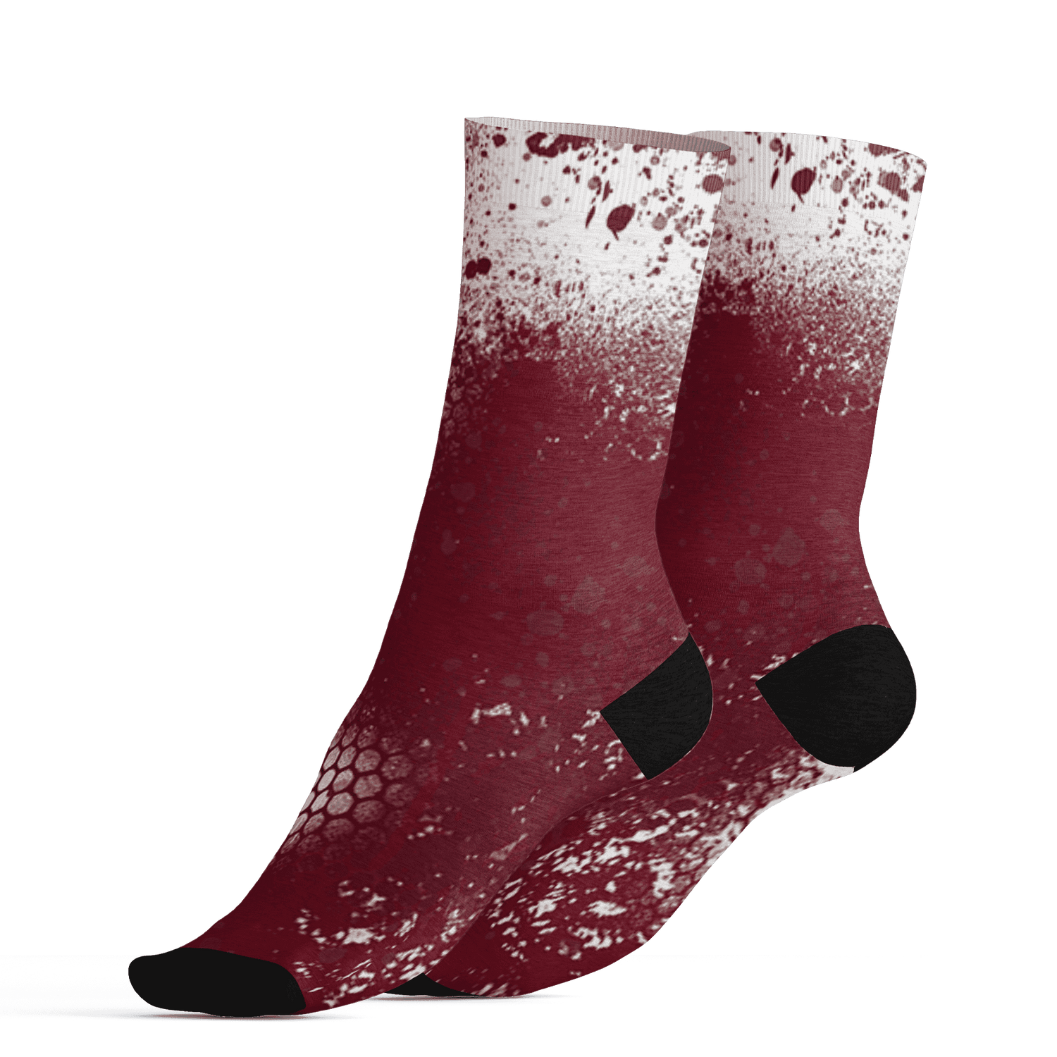 High White Team Red 1s Socks Match 23 Painted Graffiti - NastyJamz