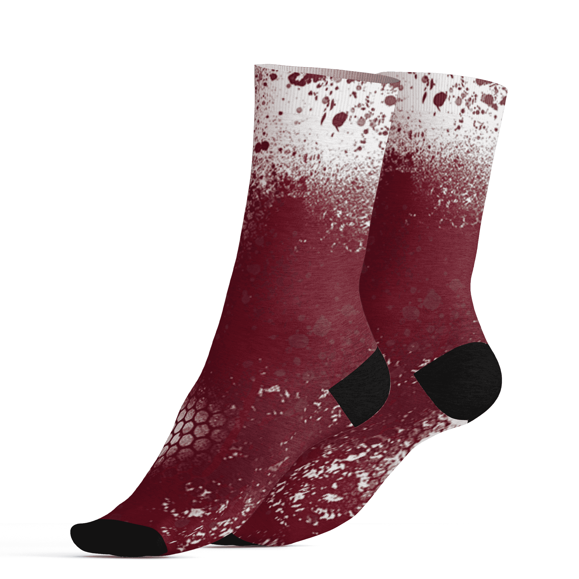 High White Team Red 1s Socks Match 23 Painted Graffiti - NastyJamz