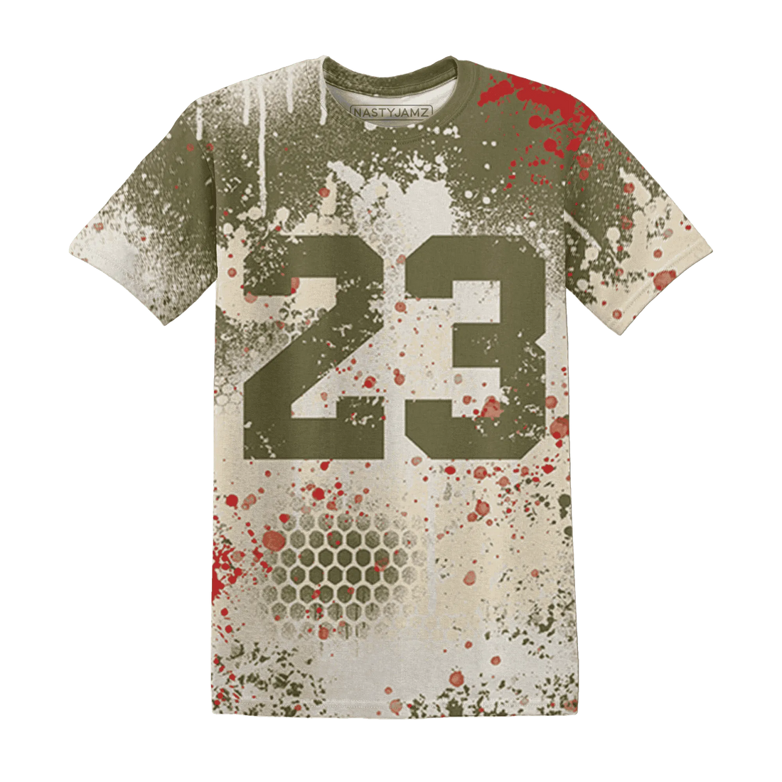 Medium-Olive-1s-T-Shirt-Match-23-Painted-Graffiti
