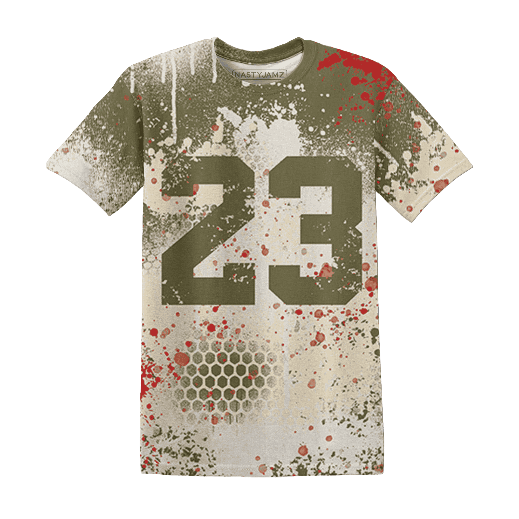 Medium-Olive-1s-T-Shirt-Match-23-Painted-Graffiti