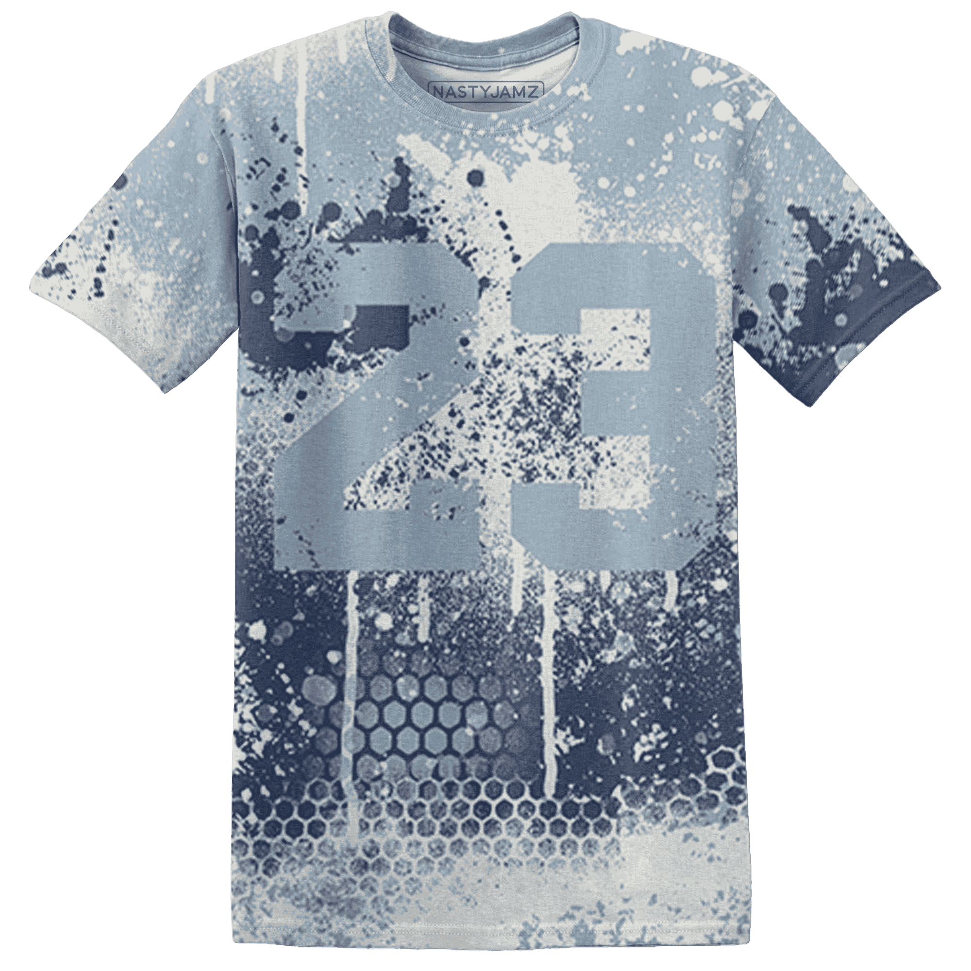 Mid Diffused Blue Grey 1s T Shirt Match 23 Painted Graffiti - NastyJamz