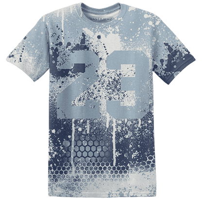 Mid Diffused Blue Grey 1s T Shirt Match 23 Painted Graffiti - NastyJamz