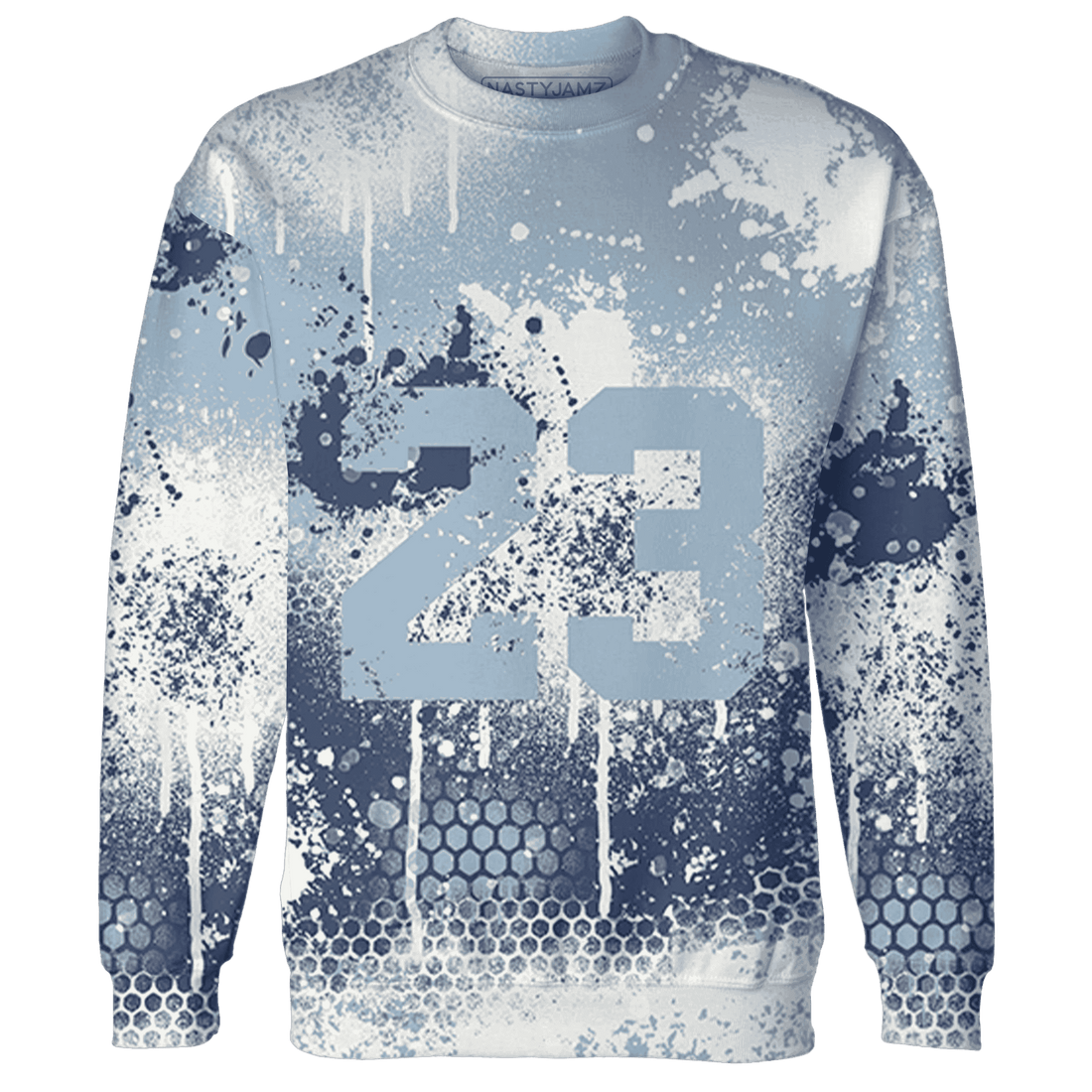 Mid Diffused Blue Grey 1s Sweatshirt Match 23 Painted Graffiti - NastyJamz