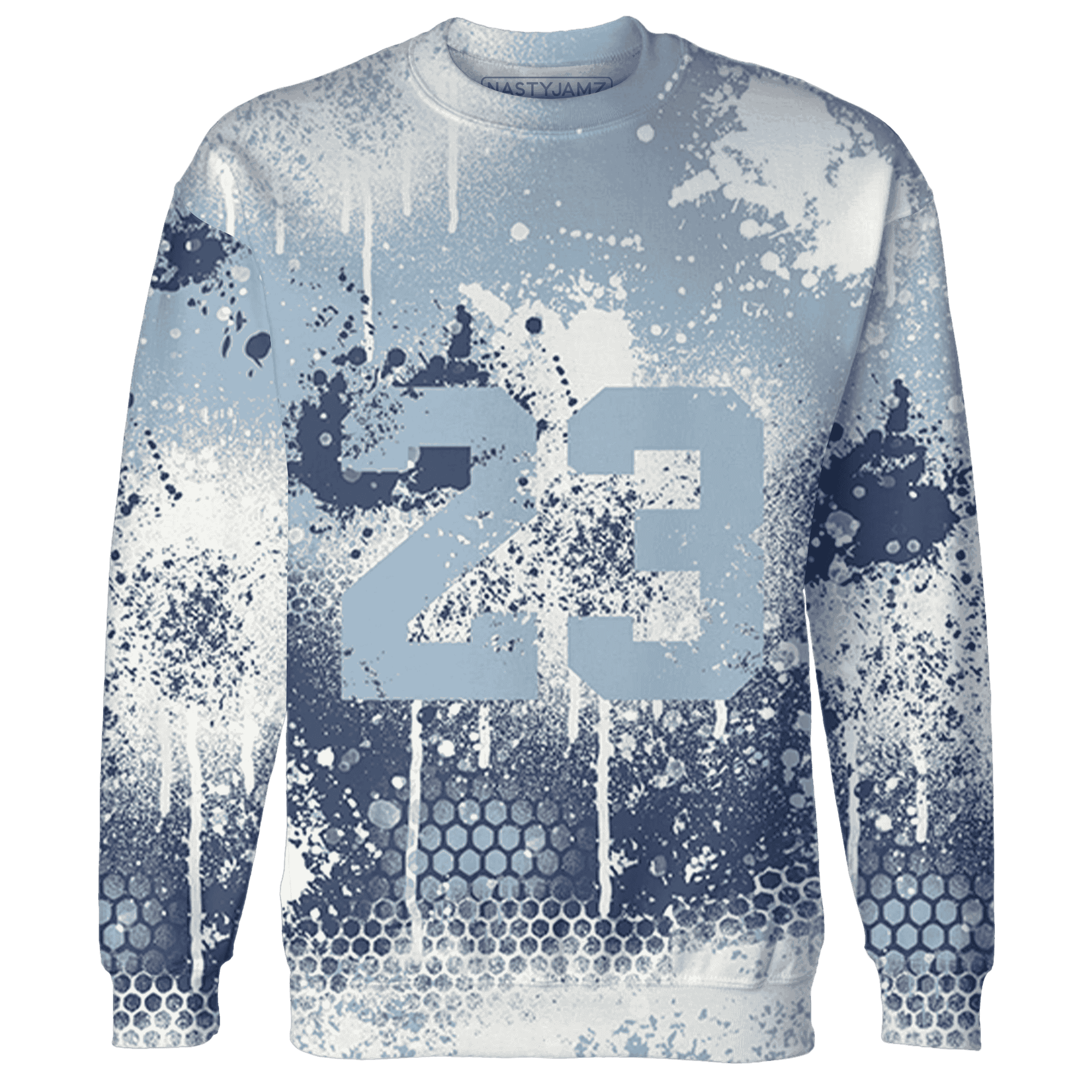 Mid Diffused Blue Grey 1s Sweatshirt Match 23 Painted Graffiti - NastyJamz