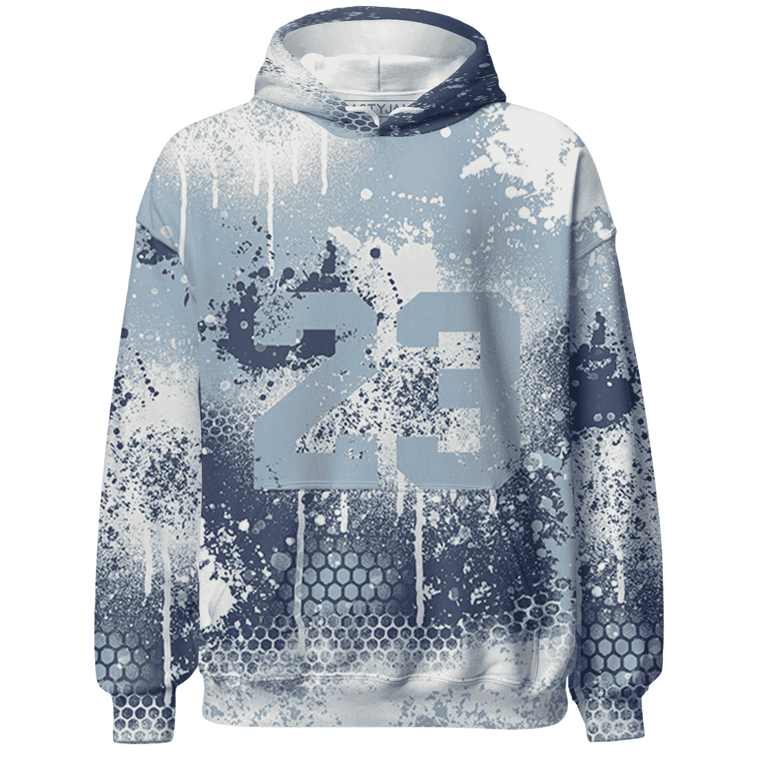 Mid Diffused Blue Grey 1s Hoodie Match 23 Painted Graffiti - NastyJamz