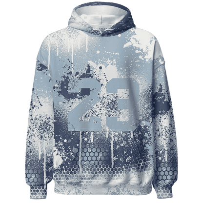 Mid Diffused Blue Grey 1s Hoodie Match 23 Painted Graffiti - NastyJamz