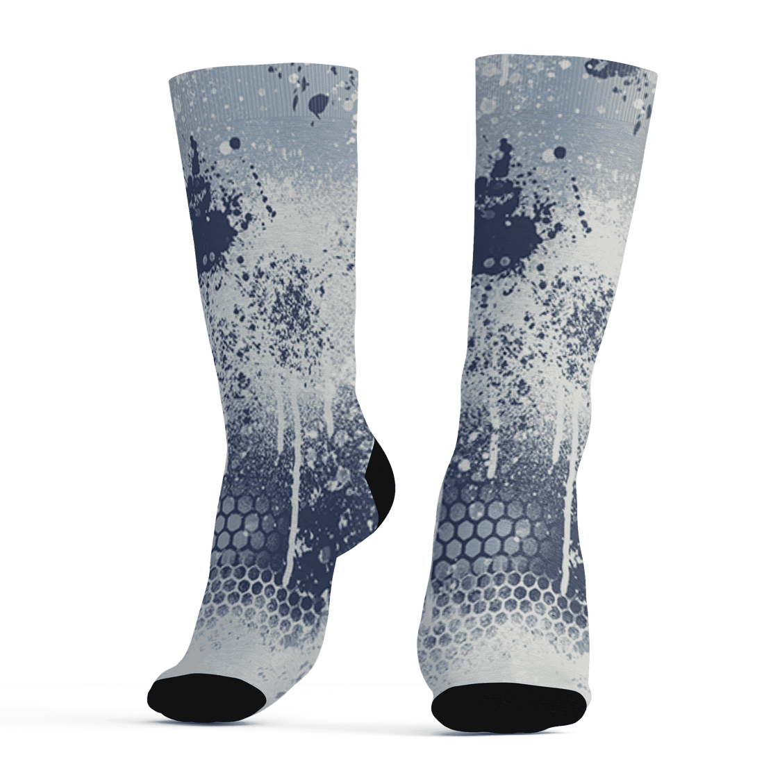 Mid Diffused Blue Grey 1s Socks Match 23 Painted Graffiti - NastyJamz