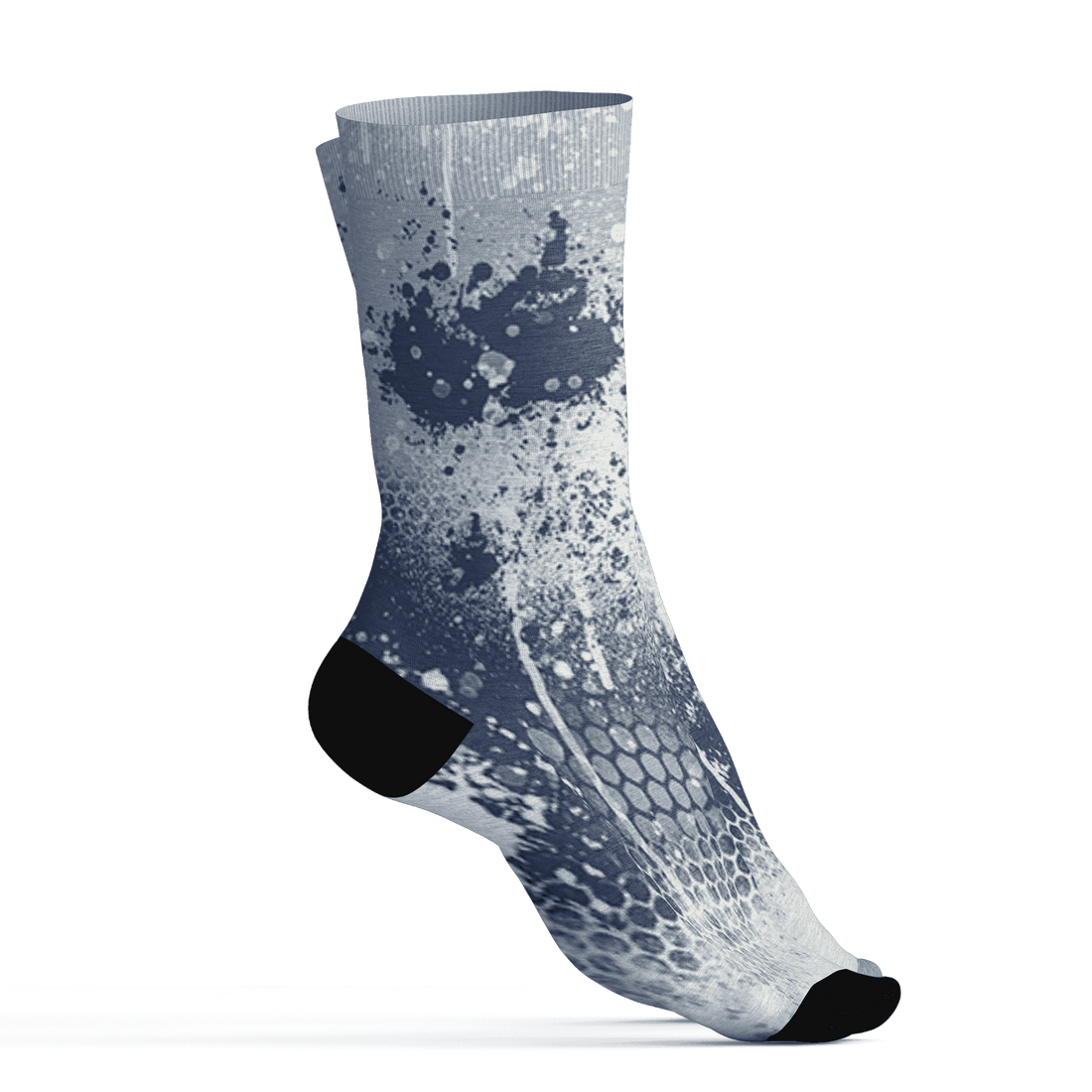 Mid Diffused Blue Grey 1s Socks Match 23 Painted Graffiti - NastyJamz