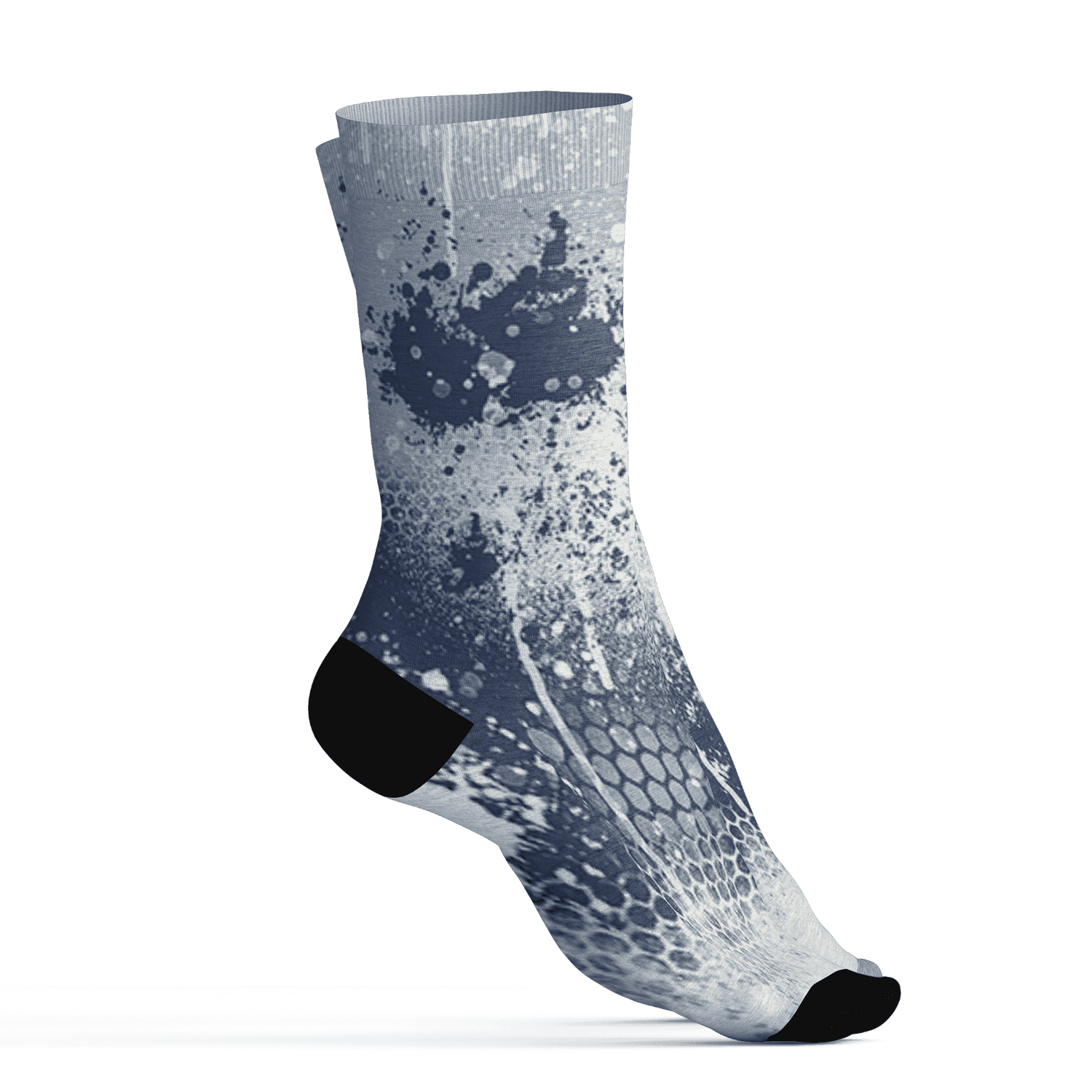 Mid Diffused Blue Grey 1s Socks Match 23 Painted Graffiti - NastyJamz