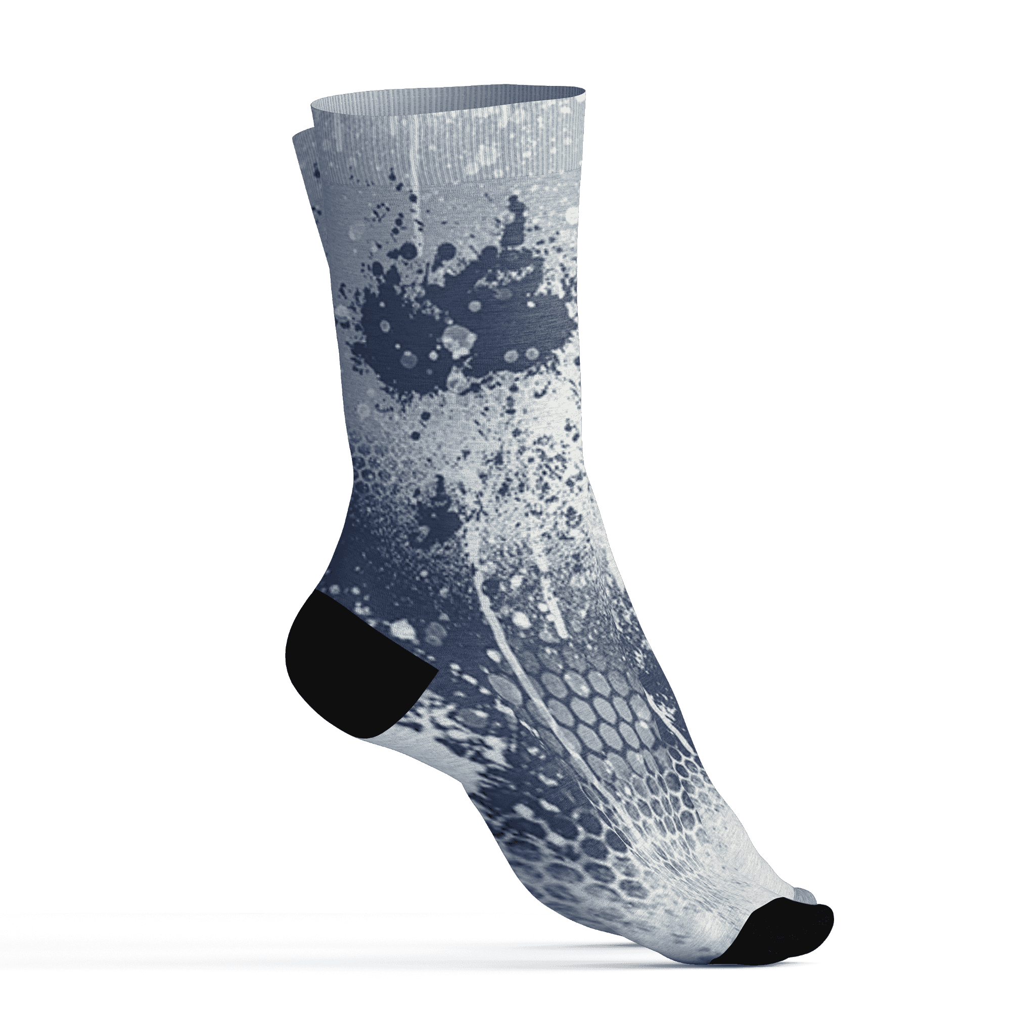 Mid Diffused Blue Grey 1s Socks Match 23 Painted Graffiti - NastyJamz
