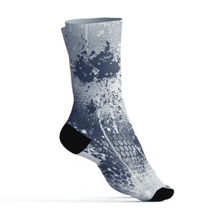 Mid Diffused Blue Grey 1s Socks Match 23 Painted Graffiti - NastyJamz