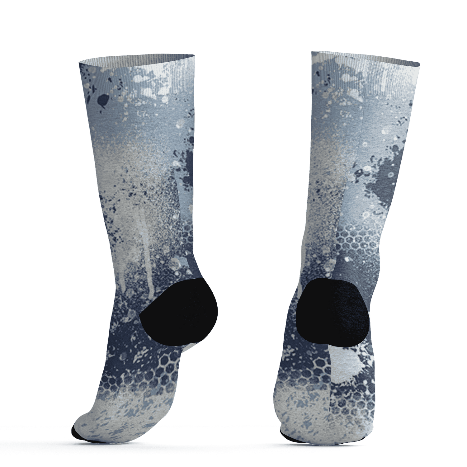Mid Diffused Blue Grey 1s Socks Match 23 Painted Graffiti - NastyJamz