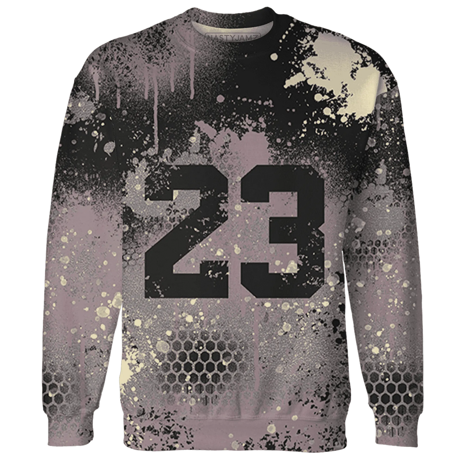 Black-Violet-Ore-3s-Sweatshirt-Match-23-Painted-Graffiti