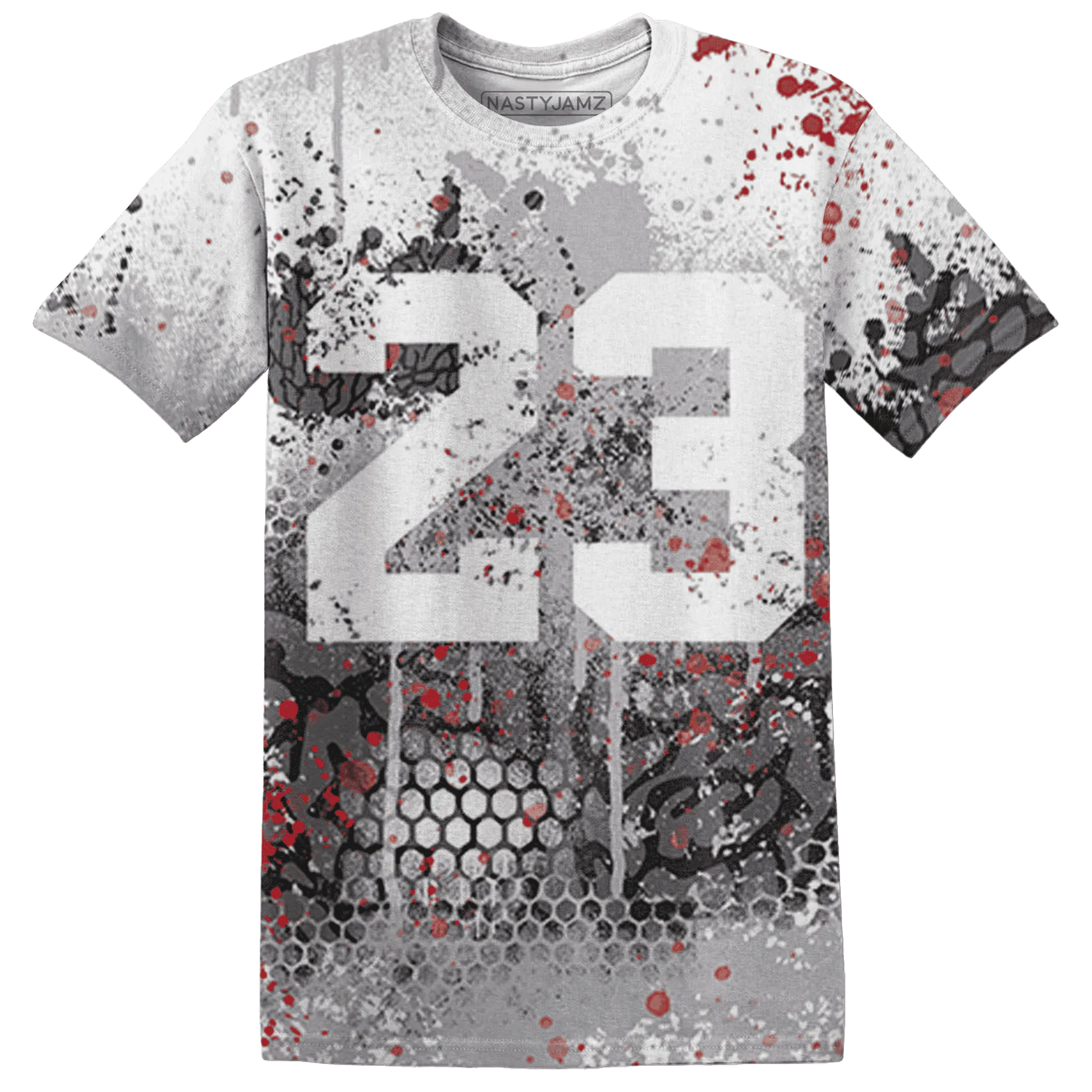 Cement-Grey-3s-T-Shirt-Match-23-Painted-Graffiti