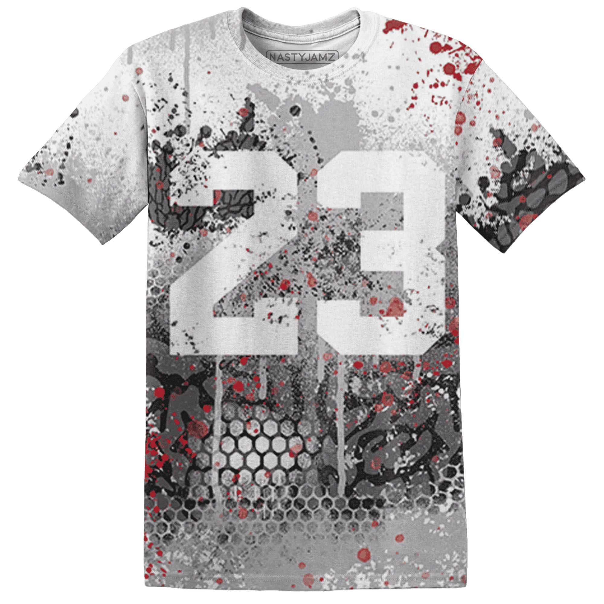 Cement-Grey-3s-T-Shirt-Match-23-Painted-Graffiti