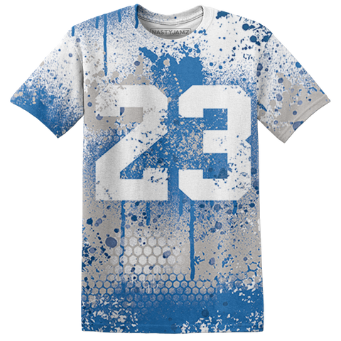 Industrial-Blue-4s-T-Shirt-Match-23-Painted-Graffiti