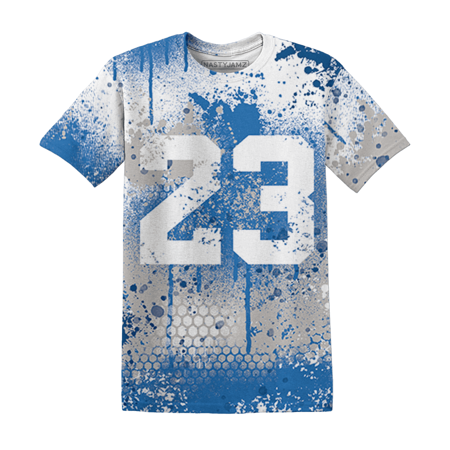 Industrial Blue 4s T Shirt Match 23 Painted Graffiti - NastyJamz