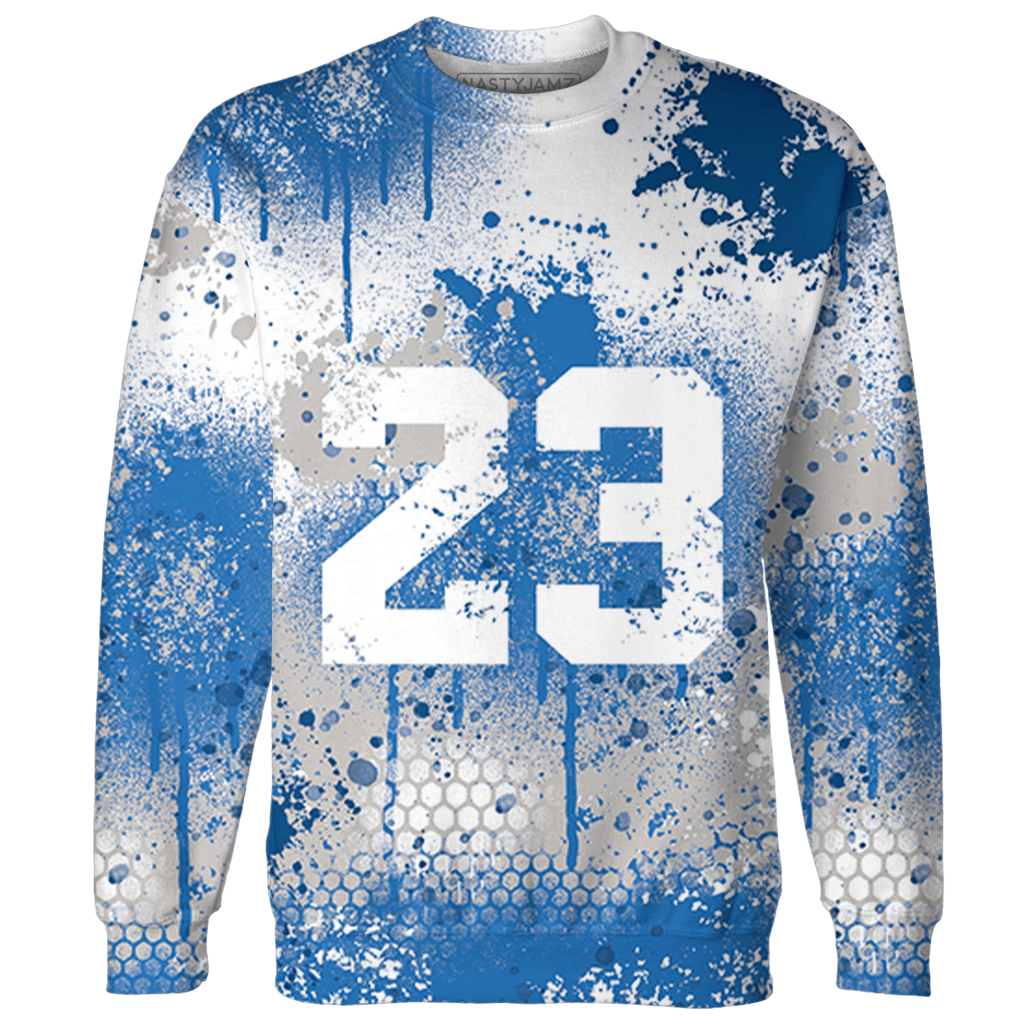 Industrial Blue 4s Hoodie Match 23 Painted Graffiti - NastyJamz