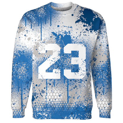 Industrial Blue 4s Hoodie Match 23 Painted Graffiti - NastyJamz
