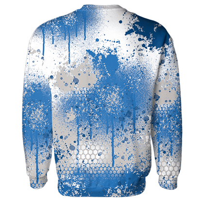 Industrial Blue 4s Hoodie Match 23 Painted Graffiti - NastyJamz