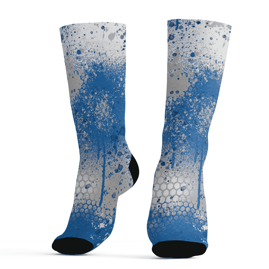 Industrial Blue 4s Socks Match 23 Painted Graffiti - NastyJamz