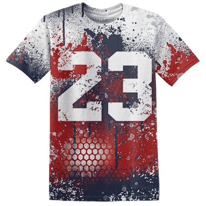 White-Navy-6s-T-Shirt-Match-23-Painted-Graffiti