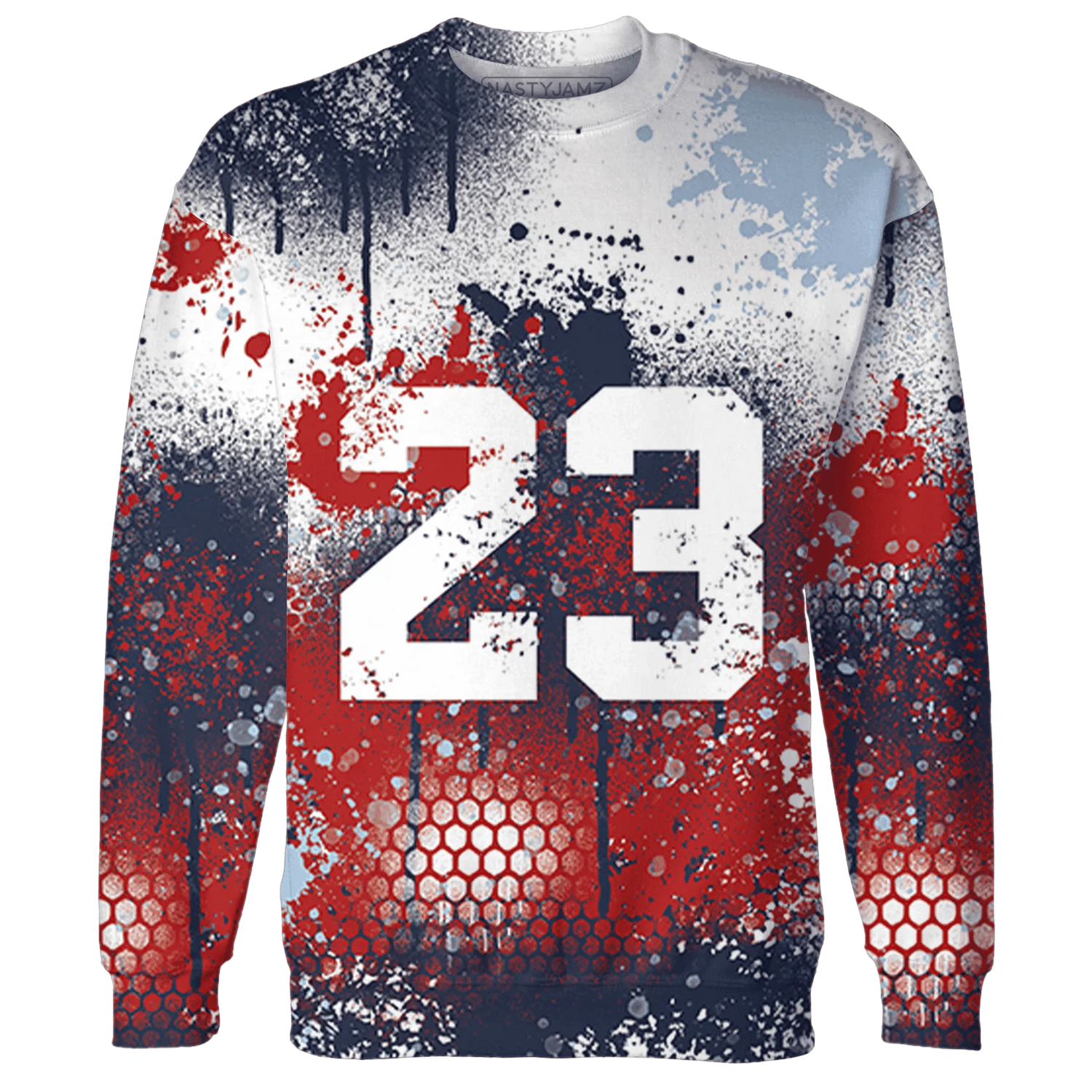 White-Navy-6s-Sweatshirt-Match-23-Painted-Graffiti