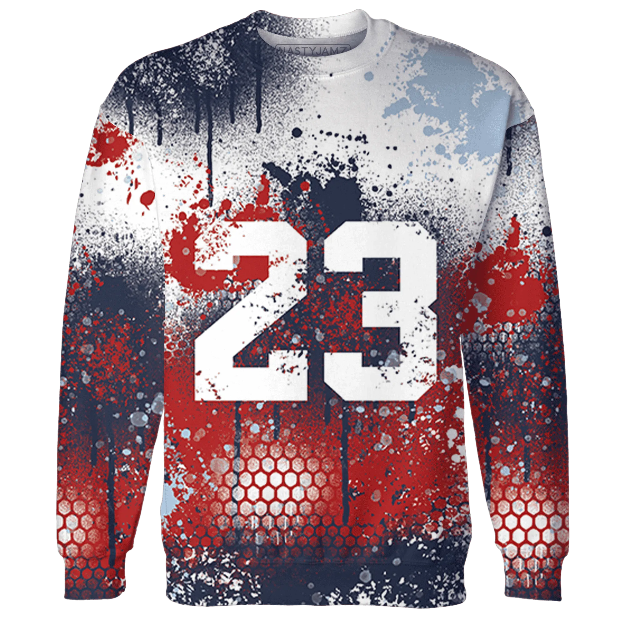 White-Navy-6s-Sweatshirt-Match-23-Painted-Graffiti