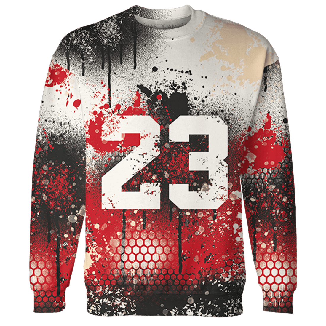 Jumman Jack University Red Sweatshirt Match 23 Painted Graffiti - NastyJamz