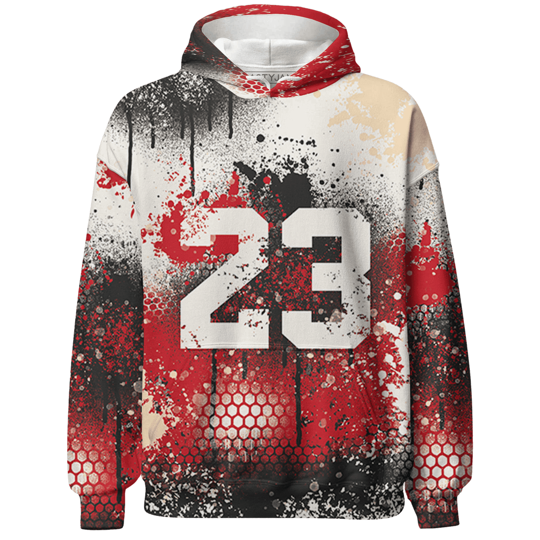 Jumman Jack University Red Hoodie Match 23 Painted Graffiti - NastyJamz